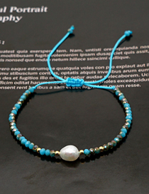 Fashion Blue Natural Pearl Hand-woven Crystal Color-preserving Gold Bead Bracelet
