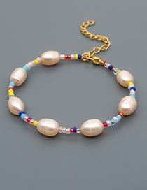 Fashion Beige Natural Freshwater Pearl Rice Beads Gold-plated Color-preserving Adjustable Bracelet