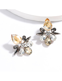 Fashion Golden Alloy Diamond Earrings
