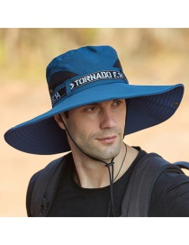 Fashion Navy Blue Breathable Anti-ultraviolet Splicing Mesh Foldable Fisherman Hat