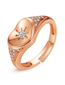 Fashion Rose Gold Heart Shape Adjustable Open Ring