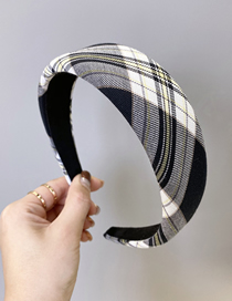 Fashion Black Checked Fabric Wide-brimmed Headband