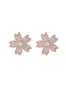 Fashion Rose Gold Micro-set Zircon Flower Alloy Earrings