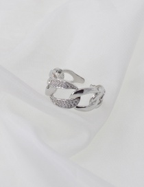 Fashion Silver Chain Diamond Ring With Diamond Twist Open Ring