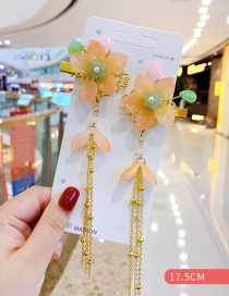 Fashion Yellow Flower Resin Pearl Alloy Chain Children Hairpin Set