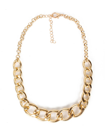 Fashion Golden Aluminum Chain Geometric Single Layer Thick Necklace