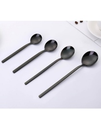 Fashion (large) Black Thickened Long Handle Stainless Steel Coffee Stirring Spoon