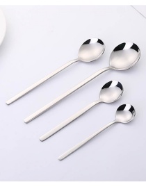 Fashion (s) Silver Thickened Long Handle Stainless Steel Coffee Stirring Spoon