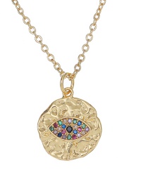 Fashion Golden Copper Inlaid Zircon Eye Pendant Necklace