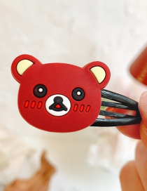 Fashion Little Brown Bear Flower Animal Hit Color Alloy Rubber Children Hairpin