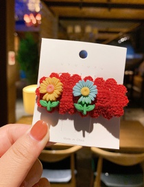 Fashion Red Small Daisy Rope Knitting Color Alloy Hair Clip