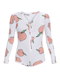 Fashion Peach Peach Printed Four-corner V-neck Jumpsuit