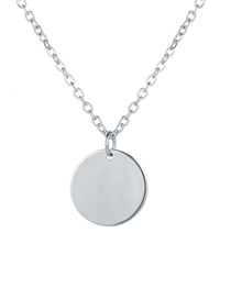Fashion Silver Thin Chain Round Pendant Alloy Necklace