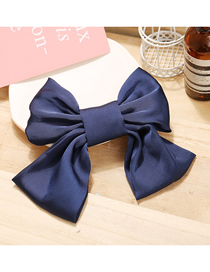 Fashion Navy Blue Large Bowknot Fabric Double-layer Hairpin Hair Rope Clip