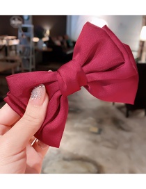 Fashion Wine Red Hairpin Large Bow Double Layer Alloy Fabric Hairpin Hair Rope
