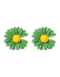 Fashion Green Small Daisy Contrast Alloy Earrings