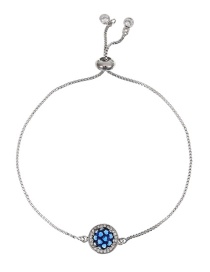 Fashion Navy Blue Silver Copper Zircon Round Love Bracelet