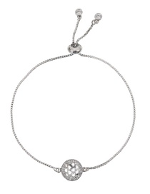 Fashion White Silver Copper Zircon Round Love Bracelet