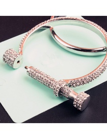 Fashion Full Diamond Bracelet Full Diamond Screw Opening Horseshoe Bracelet Necklace Ring