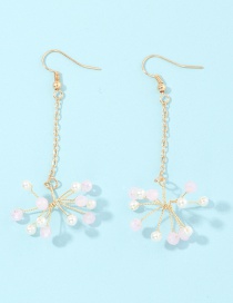 Fashion Pink Small Daisy Snowflakes Woven Pearl Chain Earrings
