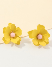 Fashion Yellow Flowers Small Daisy Snowflakes Woven Pearl Chain Earrings
