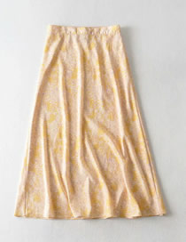 Fashion Yellow Floral Print Loose Skirt