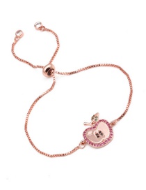 Fashion Rose Gold Copper Micro-set Zircon Apple Braided Alloy Bracelet