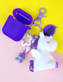 Fashion Purple + Headphone Bag Rainbow Horse Unicorn Wireless Headphone Silicone Case