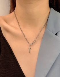 Fashion Silver Cross Stitching Chain Titanium Steel Necklace