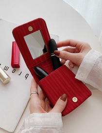 Fashion Red Stripe Wallet With Mirror Lipstick