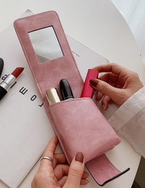 Fashion Pink Lipstick Bag With Makeup Mirror Snap