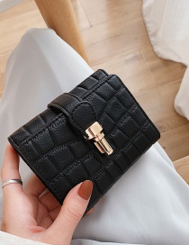 Fashion Black 3 Fold Stone Pattern Multifunction Wallet