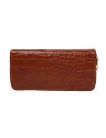 Fashion Brown Long 2-fold Stone Pattern Multi-function Wallet