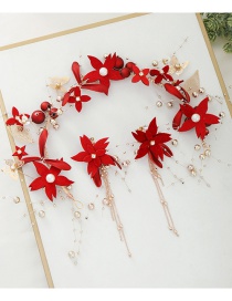 Fashion Red Flower Diamond Butterfly Alloy Round Bead Resin Hairband Earring Set