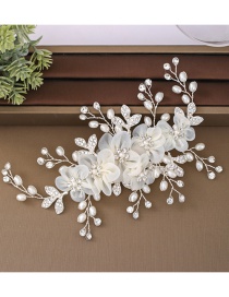 Fashion White Diamond Pearl Silk Flower Pearl Alloy Insert Comb