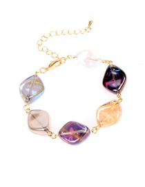 Fashion Color Mixing Crystal Alloy Resin Geometric Bracelet