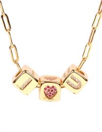 Fashion Golden Love Diamond Dice Necklace With Letters