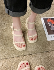 Fashion Beige Platform Buckle High-heel Toe Sandals