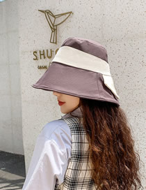 Fashion Coffee Color Wide-brimmed Sunscreen Color-block Patch Bow Fisherman Hat