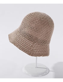 Fashion Khaki Milk Silk Cotton Yarn Knitted Hollow Fisherman Hat