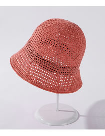Fashion Watermelon Red Milk Silk Cotton Yarn Knitted Hollow Fisherman Hat