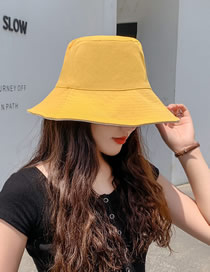 Fashion Yellow Cotton Shading Double-sided Wearing Fisherman Hat