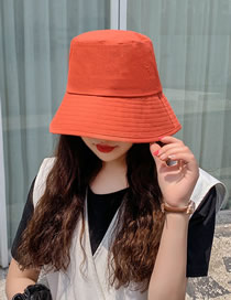 Fashion Orange Wear Solid Color Cotton Fisherman Hat On Both Sides