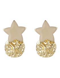 Fashion Golden Pentagram Irregular Round Alloy Earrings