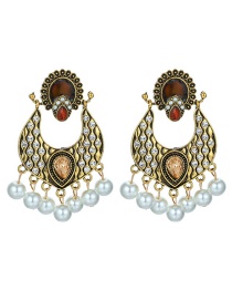 Fashion Golden Diamond-like Alloy Diamond-shaped Hollow Earrings