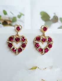 Fashion Red Love Diamond Pierced Earrings