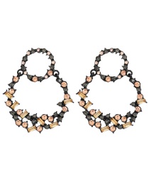 Fashion Golden Multi-layer Round Alloy Diamond Earrings