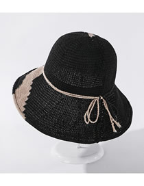Fashion Black Breathable Milk Silk Colorblock Tether Fisherman Hat
