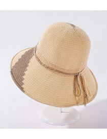Fashion Beige Breathable Milk Silk Colorblock Tether Fisherman Hat