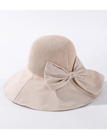 Fashion Beige Bowknot Knit Top Breathable Fisherman Hat